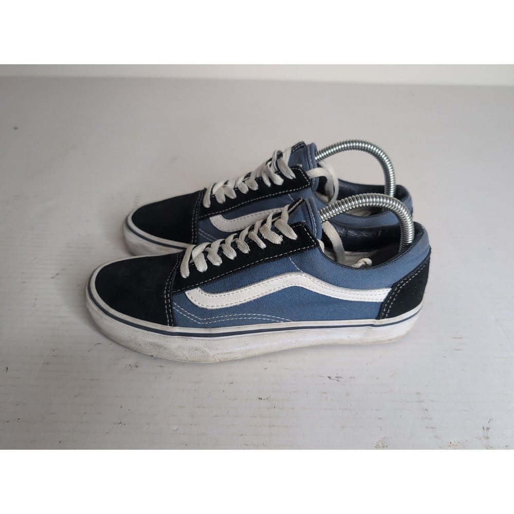 Vans off the Wall Old Skool Mens 7 Women's 8.5 Black And Blue Canvas Shoes